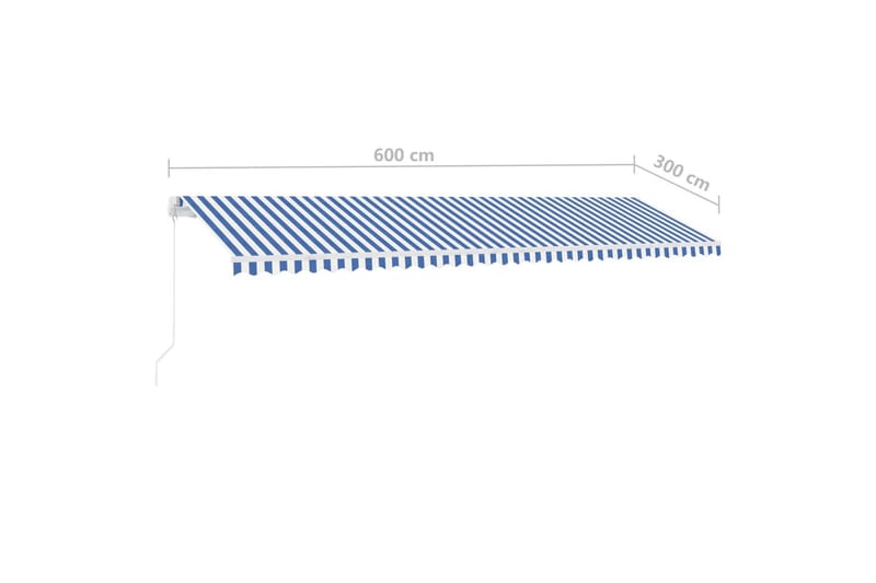 Markis manuellt infällbar med LED 600x300 cm blå och vit - Blå - Utemöbler & utemiljö - Solskydd - Markiser