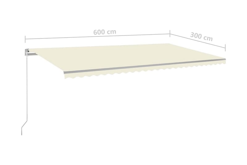 Markis manuellt infällbar med LED 600x300 cm gräddvit - Vit - Utemöbler & utemiljö - Solskydd - Markiser