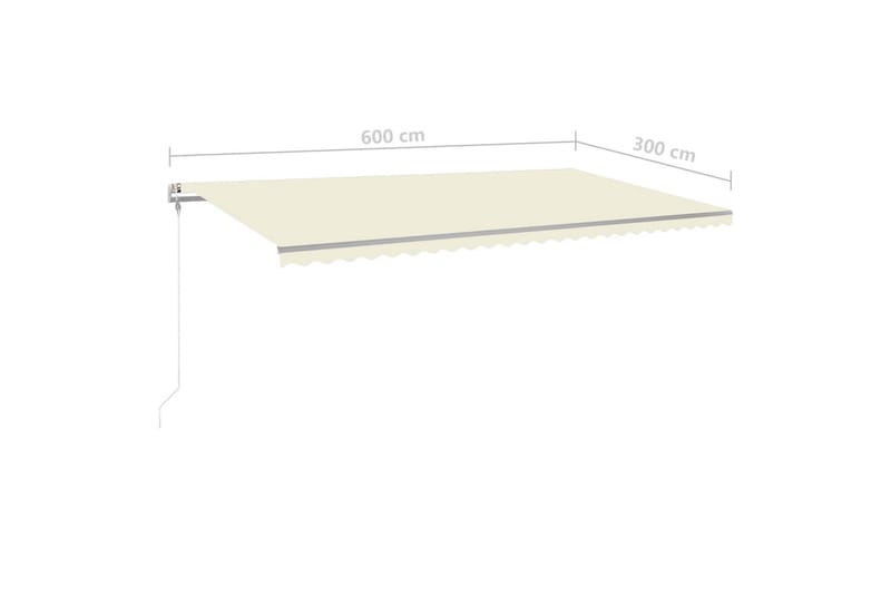 Markis manuellt infällbar med LED 600x300 cm gräddvit - Vit - Utemöbler & utemiljö - Solskydd - Markiser