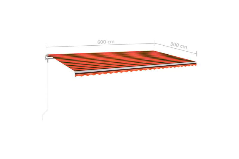 Markis manuellt infällbar med LED 600x300 cm orange och brun - Orange - Utemöbler & utemiljö - Solskydd - Markiser