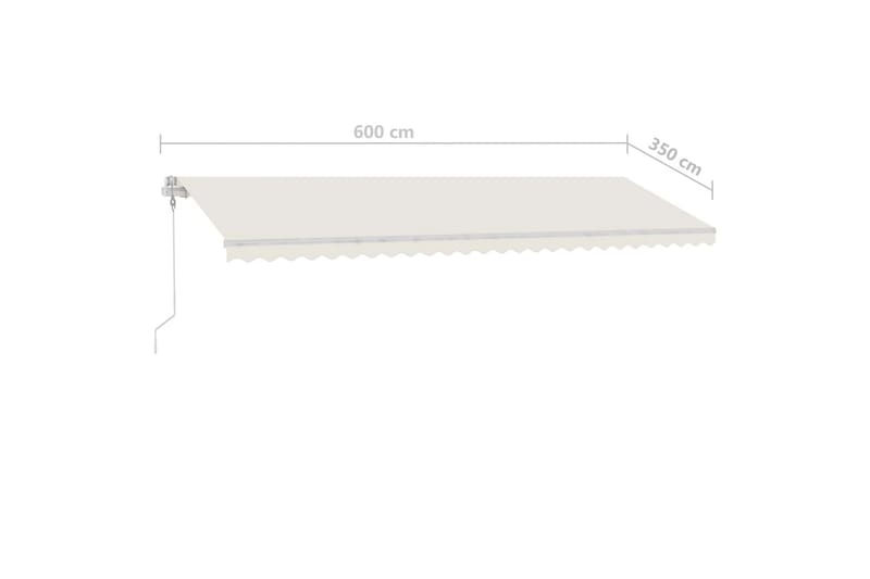 Markis manuellt infällbar med LED 600x350 cm gräddvit - Vit - Utemöbler & utemiljö - Solskydd - Markiser