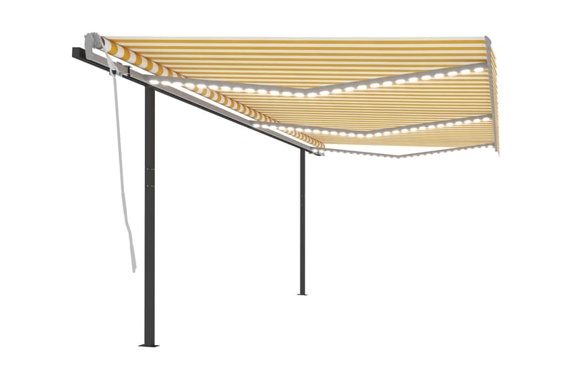 Markis manuellt infällbar med LED 6x3 m gul och vit - Gul - Utemöbler & utemiljö - Solskydd - Markiser