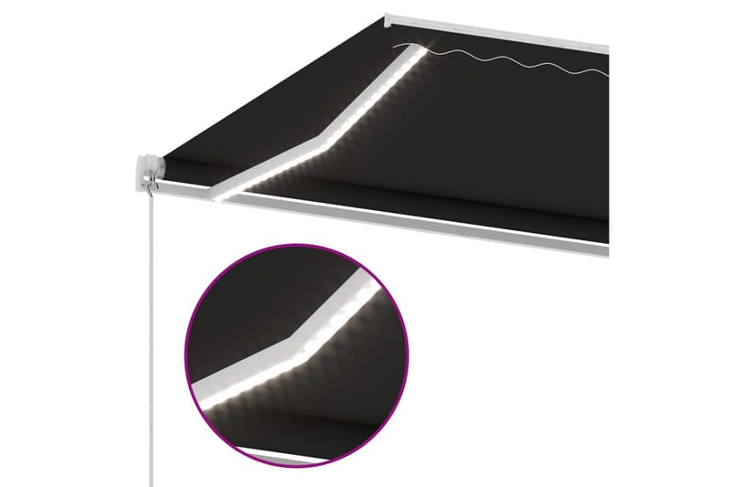 Markis med LED manuellt infällbar 600x300 cm antracit - Antracit - Utemöbler & utemiljö - Solskydd - Markiser