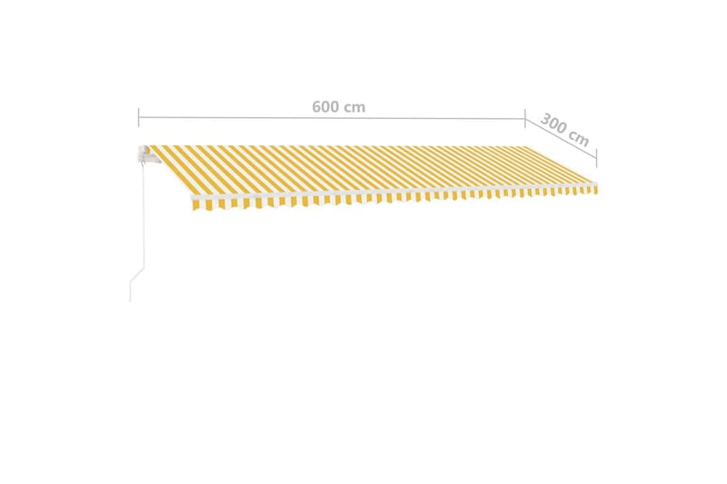 Markis med LED manuellt infällbar 600x300 cm gul och vit - Gul - Utemöbler & utemiljö - Solskydd - Markiser