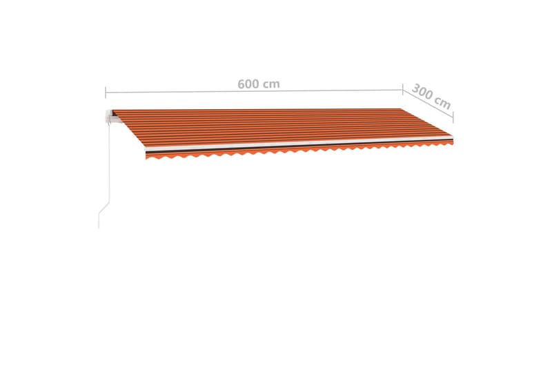 Markis med LED manuellt infällbar 600x300 cm orange och brun - Orange - Utemöbler & utemiljö - Solskydd - Markiser