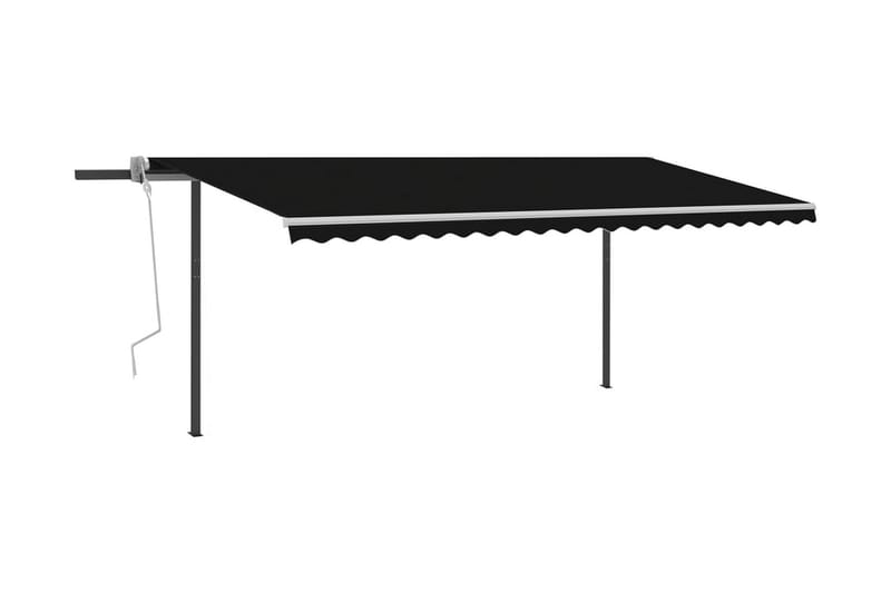 Markis med stolpar automatiskt infällbar 5x3 m antracit - Grå - Utemöbler & utemiljö - Solskydd - Markiser