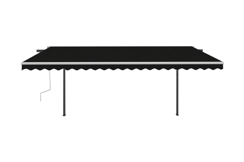 Markis med stolpar automatiskt infällbar 5x3 m antracit - Grå - Utemöbler & utemiljö - Solskydd - Markiser