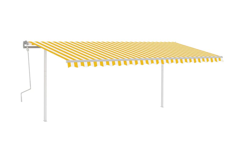 Markis med stolpar manuellt infällbar 5x3 m gul och vit - Gul - Markiser - Terrassmarkis