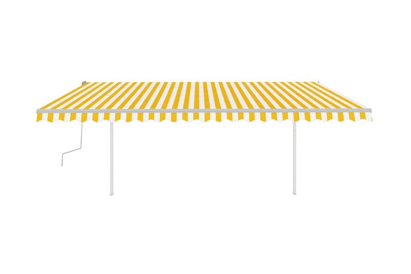 Markis med stolpar manuellt infällbar 5x3 m gul och vit - Gul - Markiser - Terrassmarkis