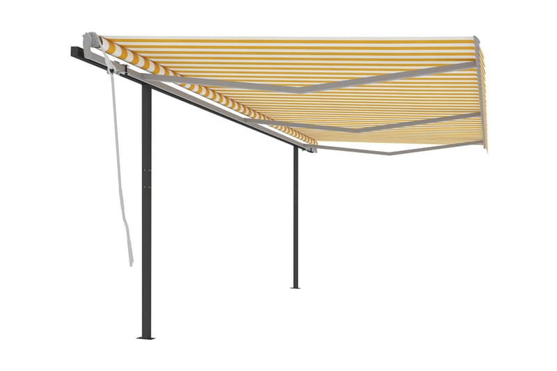 Markis med stolpar manuellt infällbar 6x3 m gul och vit - Gul - Utemöbler & utemiljö - Solskydd - Markiser