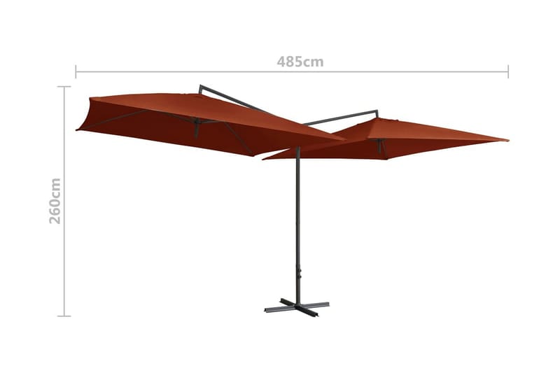 Dubbelt parasoll med stålstång 250x250 cm terrakotta - Brun - Utemöbler & utemiljö - Solskydd - Parasoll