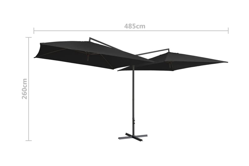 Dubbelt parasoll med stålstång 250x250 cm svart - Svart - Utemöbler & utemiljö - Solskydd - Parasoll