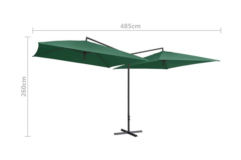 Dubbelt parasoll med stålstång 250x250 cm grön - Grön - Utemöbler & utemiljö - Solskydd - Parasoll