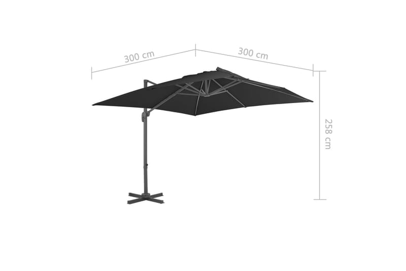 Frihängande parasoll med aluminiumstång 3x3 m svart - Svart - Utemöbler & utemiljö - Solskydd - Parasoll - Hängparasoll