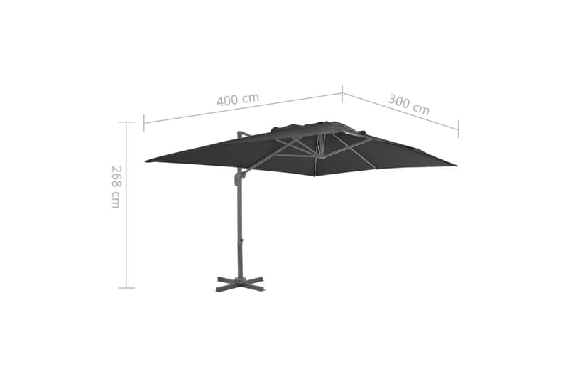 Frihängande parasoll med aluminiumstång 4x3 m svart - Svart - Utemöbler & utemiljö - Solskydd - Parasoll - Hängparasoll