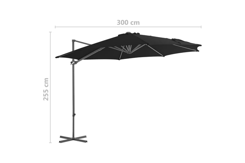 Frihängande parasoll med stålstång svart 300 cm - Svart - Utemöbler & utemiljö - Solskydd - Parasoll - Hängparasoll