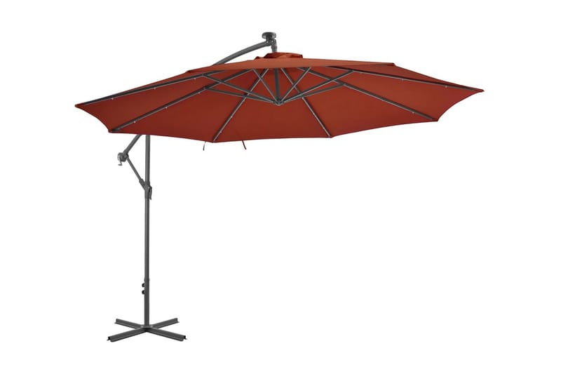 Frihängande parasoll med LED terrakotta 350 cm - Brun - Hängparasoll