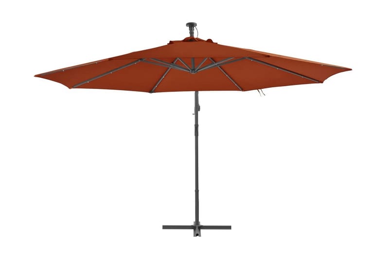 Frihängande parasoll med LED terrakotta 350 cm - Brun - Hängparasoll