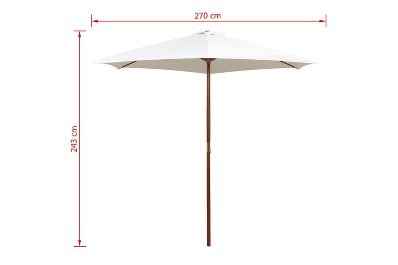 Parasoll 270x270 cm trästång gräddvit - Vit - Utemöbler & utemiljö - Solskydd - Parasoll