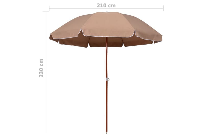 Parasoll med stålstång 240 cm taupe - Brun - Utemöbler & utemiljö - Solskydd - Parasoll