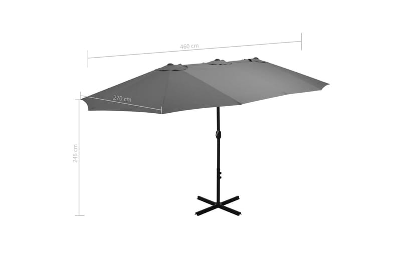 Trädgårdsparasoll med aluminiumstång 460x270 cm antracit - Grå - Utemöbler & utemiljö - Solskydd - Parasoll