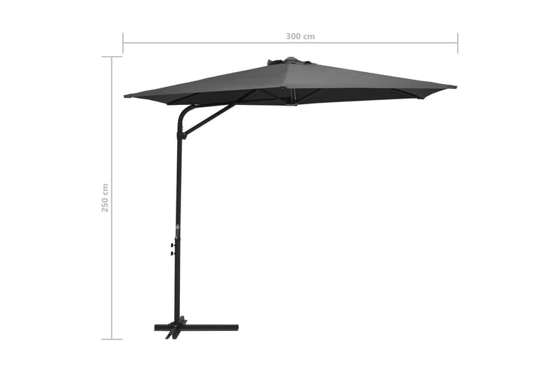 Trädgårdsparasoll med stålstång 300x250 cm antracit - Grå - Utemöbler & utemiljö - Solskydd - Parasoll