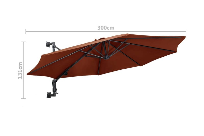 Väggmonterat parasoll med metallstång 300 cm terrakotta - Brun - Utemöbler & utemiljö - Solskydd - Parasoll