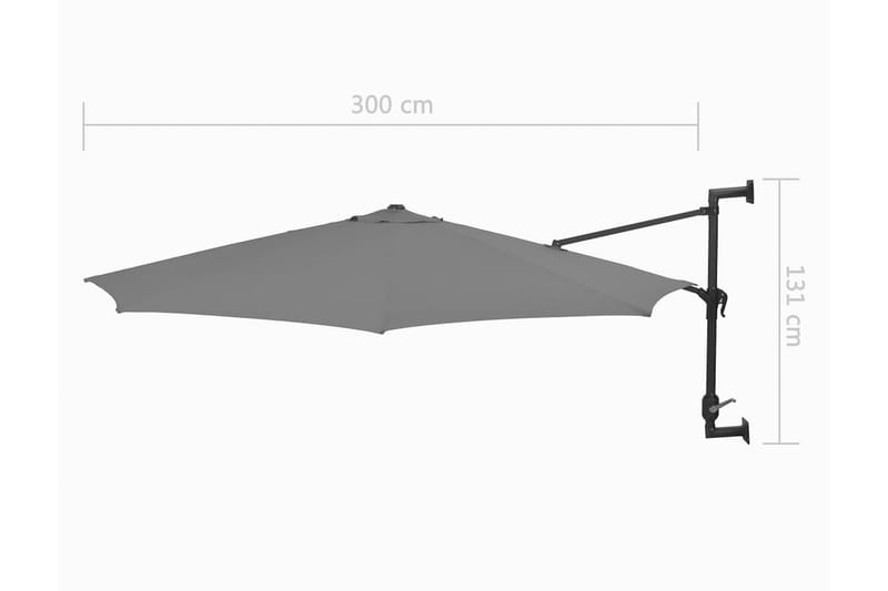 Väggmonterat parasoll med metallstång 300 cm antracit - Grå - Utemöbler & utemiljö - Solskydd - Parasoll