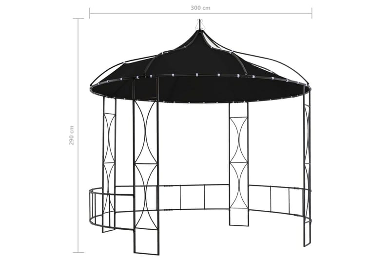 Paviljong 300x290 cm antracit rund - Grå - Utemöbler & utemiljö - Solskydd - Paviljong - Komplett paviljong