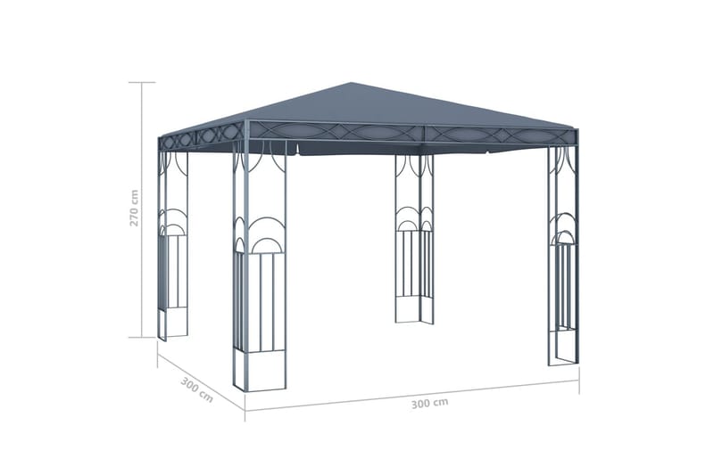 Paviljong 300x300 cm antracit - Grå - Utemöbler & utemiljö - Solskydd - Paviljong - Komplett paviljong