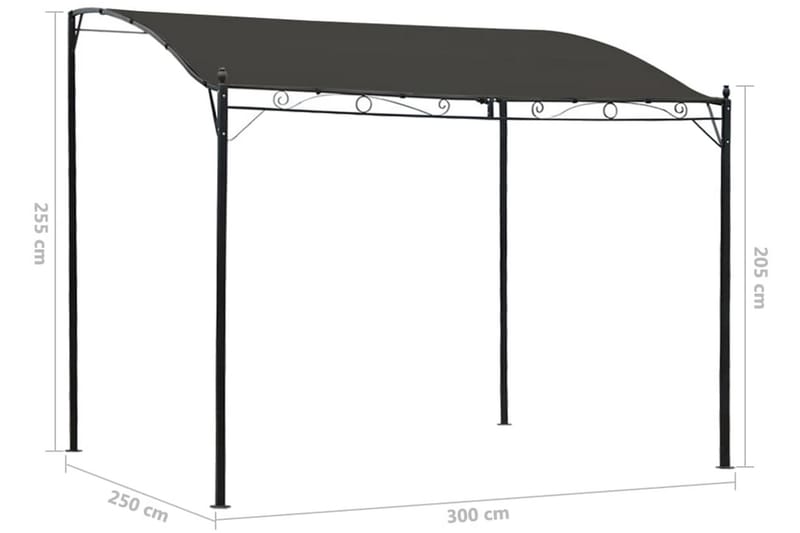 Paviljong 3x2,5 m antracit - Grå - Utemöbler & utemiljö - Solskydd - Paviljong - Komplett paviljong