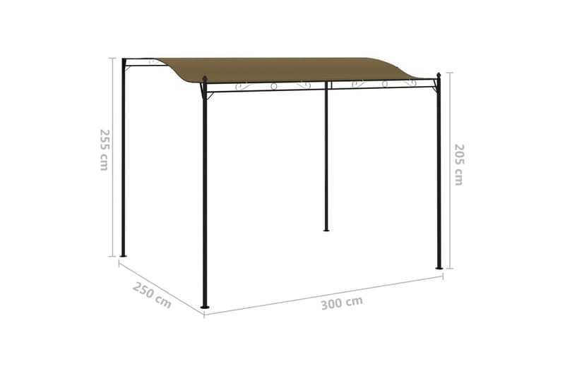 Paviljong 3x2,5 m taupe 180 g/m² - Brun - Utemöbler & utemiljö - Solskydd - Paviljong - Komplett paviljong