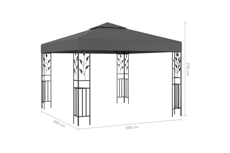 Paviljong 3x3 m antracit - Grå - Utemöbler & utemiljö - Solskydd - Paviljong - Komplett paviljong