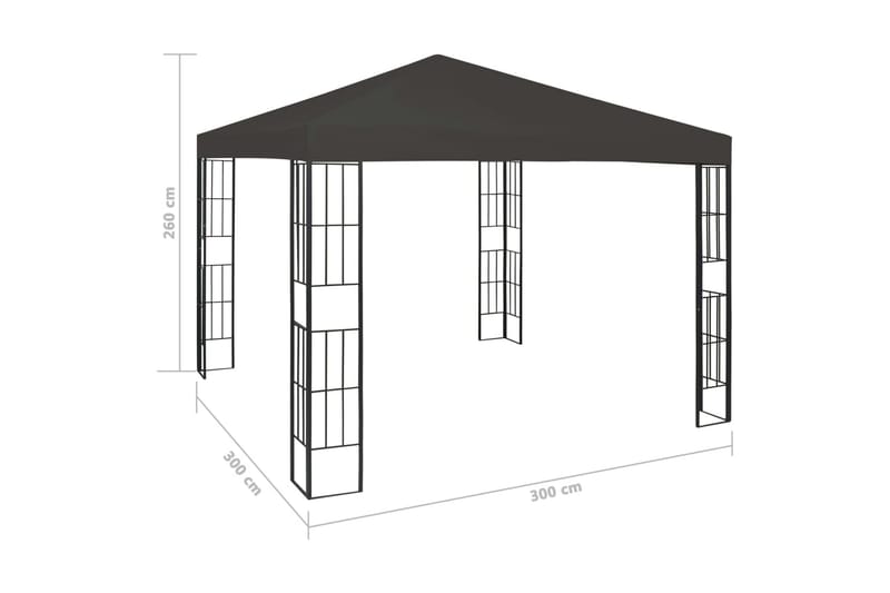 Paviljong 3x3 m antracit - Grå - Utemöbler & utemiljö - Solskydd - Paviljong - Komplett paviljong