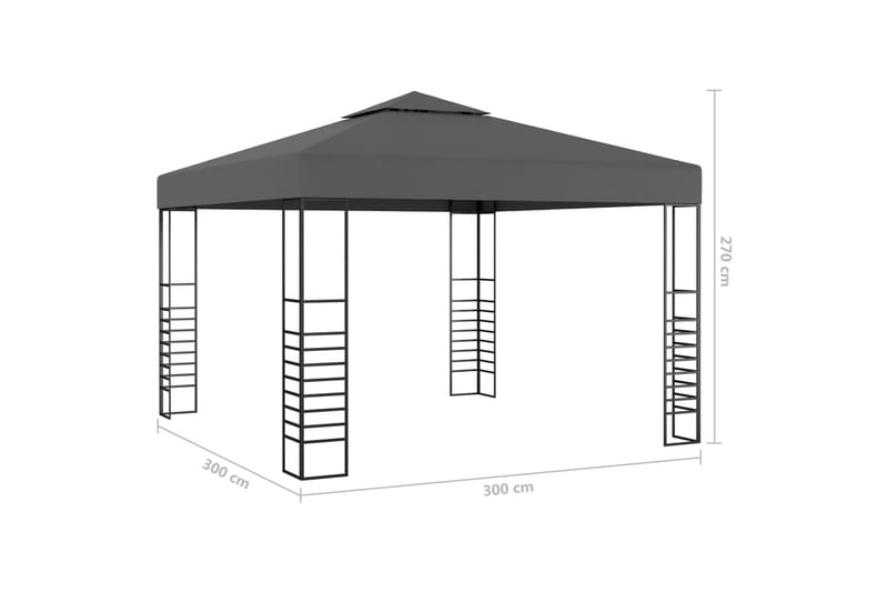 Paviljong 3x3 m antracit - Grå - Utemöbler & utemiljö - Solskydd - Paviljong - Komplett paviljong