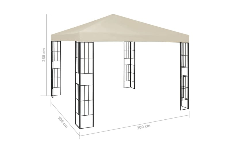 Paviljong 3x3 m gräddvit - Vit - Utemöbler & utemiljö - Solskydd - Paviljong - Komplett paviljong