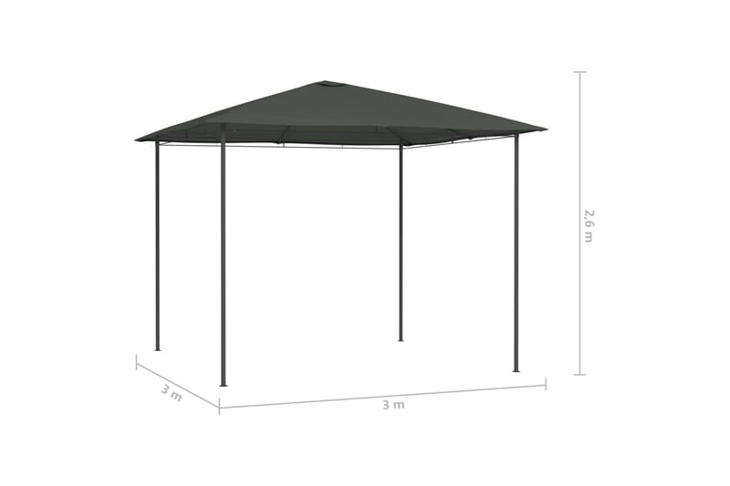 Paviljong 3x3x2,6 m antracit 160 g/m² - Grå - Utemöbler & utemiljö - Solskydd - Paviljong - Komplett paviljong