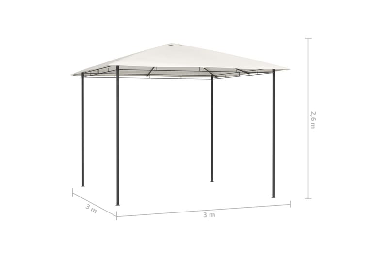 Paviljong 3x3x2,6 m gräddvit 160 g/m² - Vit - Utemöbler & utemiljö - Solskydd - Paviljong - Komplett paviljong