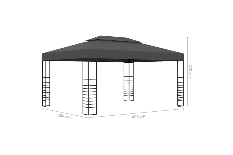 Paviljong 3x4 m antracit - Grå - Utemöbler & utemiljö - Solskydd - Paviljong - Komplett paviljong