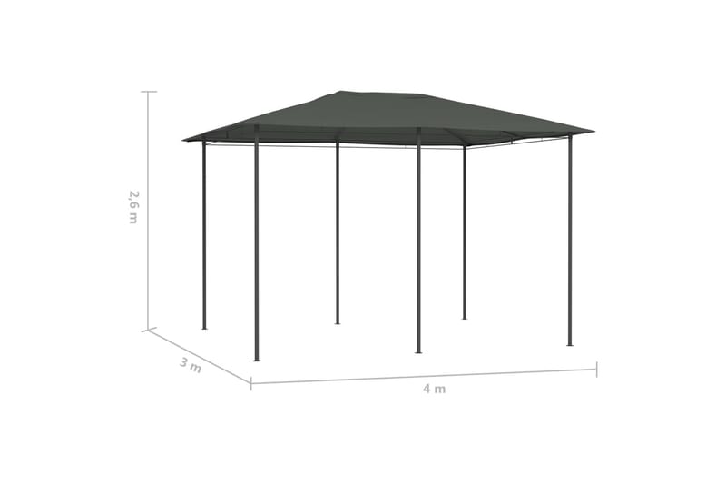 Paviljong 3x4x2,6 m antracit 160 g/m² - Grå - Utemöbler & utemiljö - Solskydd - Paviljong - Komplett paviljong