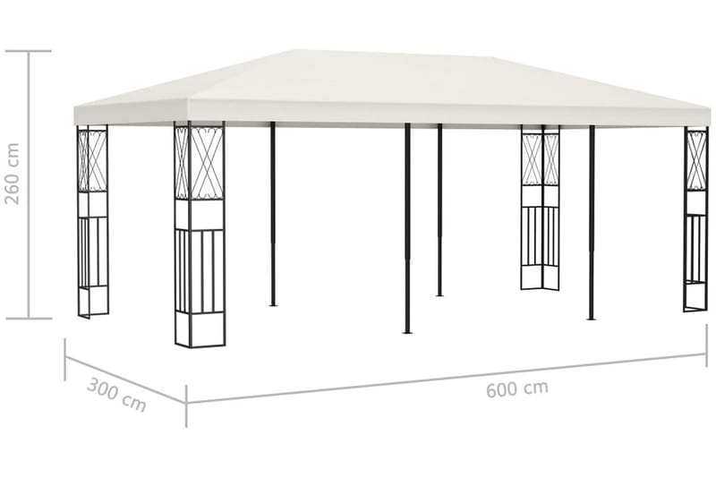 Paviljong 3x6 m gräddvit tyg - Vit - Utemöbler & utemiljö - Solskydd - Paviljong - Komplett paviljong