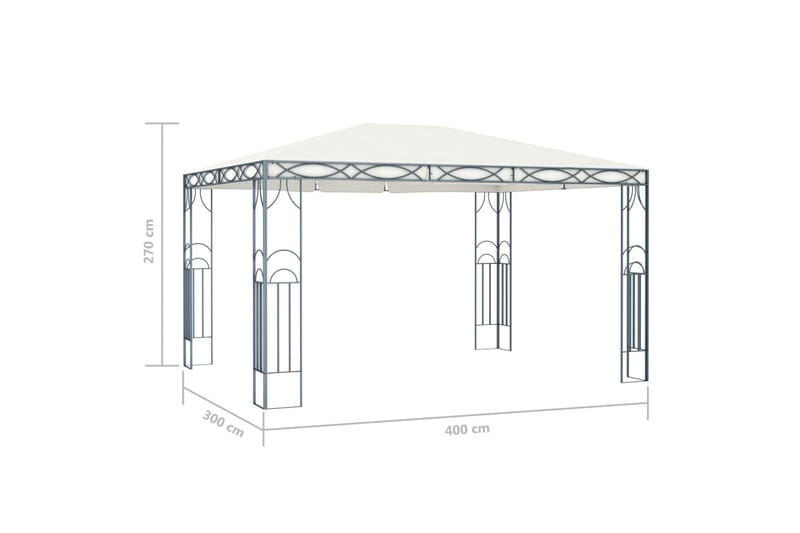 Paviljong 400x300 cm gräddvit - Vit - Utemöbler & utemiljö - Solskydd - Paviljong - Komplett paviljong