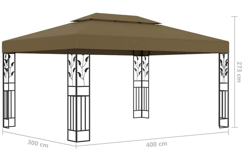 Paviljong dubbla tak 3x4 m taupe 180 g/m² - Brun - Utemöbler & utemiljö - Solskydd - Paviljong - Komplett paviljong