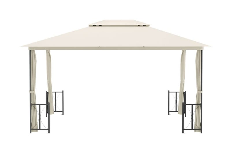 Paviljong med draperier och dubbelt tak 3x4 m gräddvit - Kräm - Utemöbler & utemiljö - Solskydd - Paviljong - Komplett paviljong