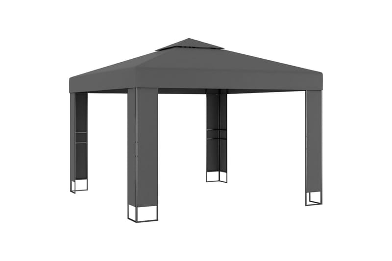 Paviljong med dubbeltak och ljusslinga LED 3x3 m antracit - Grå - Utem�öbler & utemiljö - Solskydd - Paviljong - Komplett paviljong