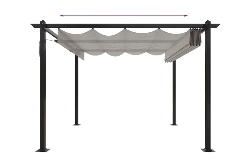 Paviljong med infällbart tak 3x3 m gräddvit - Kräm - Utemöbler & utemiljö - Solskydd - Paviljong - Komplett paviljong