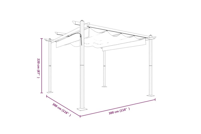 Paviljong med infällbart tak 3x3 m gräddvit - Kräm - Utemöbler & utemiljö - Solskydd - Paviljong - Komplett paviljong