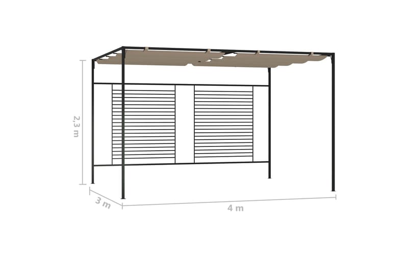 Paviljong med infällbart tak 3x4x2,3 m taupe 180 g/m² - Brun - Utemöbler & utemiljö - Solskydd - Paviljong - Komplett paviljong