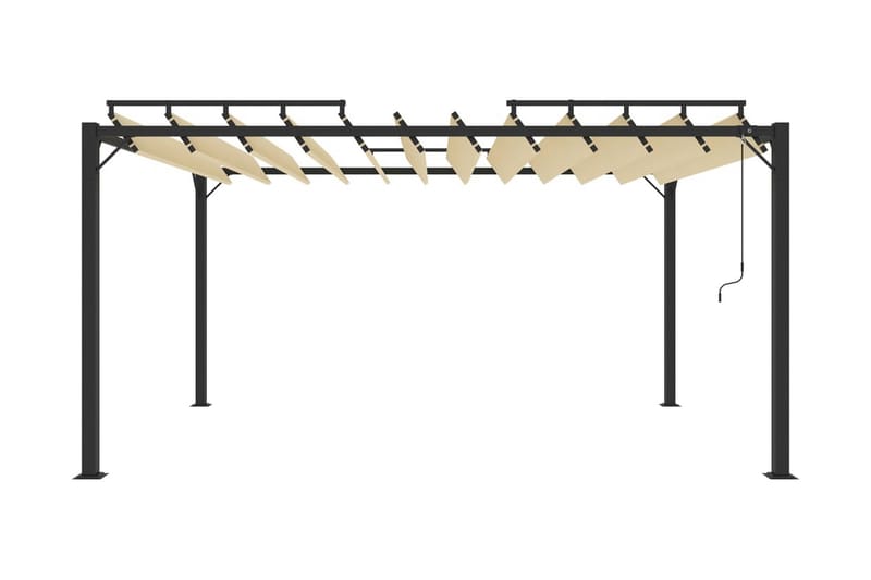 Paviljong med lamelltak 3x4 m gräddvit tyg och aluminium - Vit - Utemöbler & utemiljö - Solskydd - Paviljong - Komplett paviljong