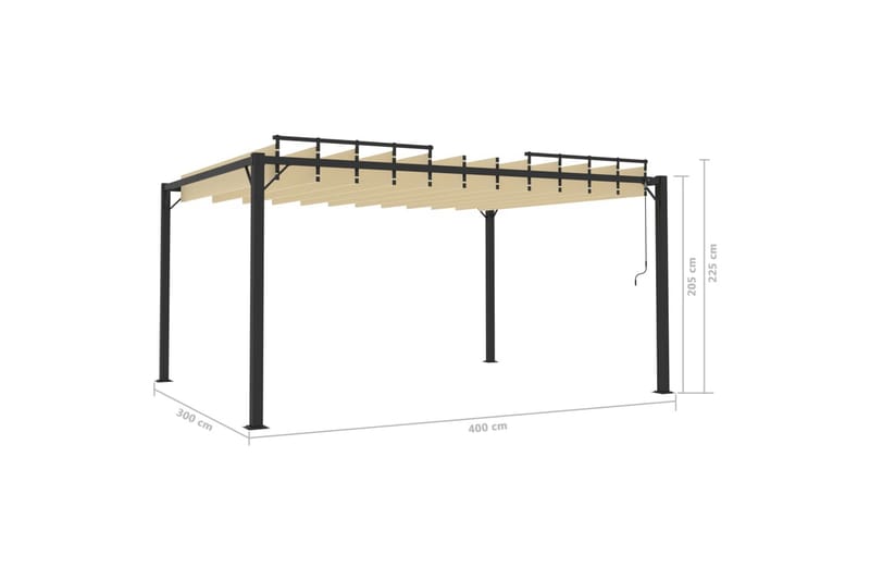 Paviljong med lamelltak 3x4 m gräddvit tyg och aluminium - Vit - Utemöbler & utemiljö - Solskydd - Paviljong - Komplett paviljong